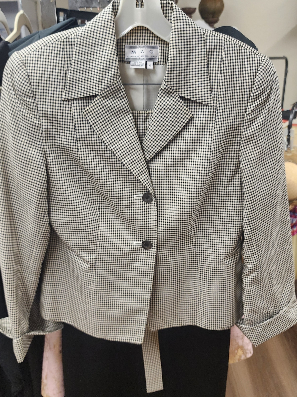 Magaschoni Black and White Gingham Suit